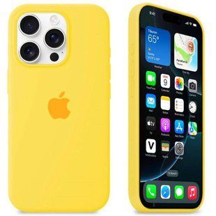 Силіконовий чохол для iPhone 15 Pro з закритим низом Silicone Case жовтий Canary Yellow 50 (бампер) id_17886 фото