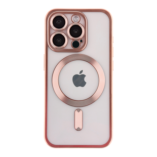 Чохол для iPhone 16 Pro Max з MagSafe Metallic (TPU+PC) рожевий id_17485 фото