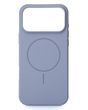 Силиконовый чехол с MagSafe для iPhone 17 Pro серо синий Slim Ring Soft