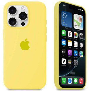 Силіконовий чохол для iPhone 14 Pro з закритим низом Silicone Case жовтий Mellow Yellow 51 (бампер) id_19529 фото
