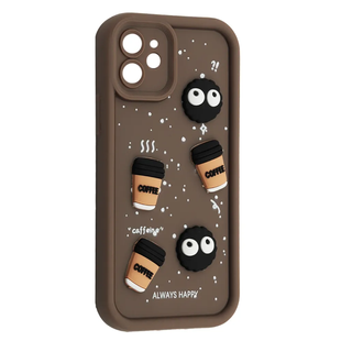 Силіконовий чохол для iPhone 12 коричневий Cookie 3D Coffee-n-Sweets (бампер) id_18087 фото