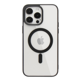 Прозорий чохол для iPhone 13 Pro Max з MagSafe Color чорний (TPU+PC) id_17376 фото