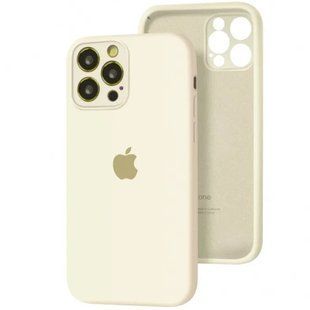 Силіконовий чохол для iPhone 13 Pro Max з закритим низом та камерою Silicone Case Full Бежевий Antique White 11 (бампер) id_20892 фото
