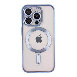 Чохол для iPhone 16 Pro з MagSafe Metallic (TPU+PC) блакитний id_17396 фото
