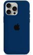 Силиконовый чехол для iPhone 15 Pro с закрытым низом темно синий Deep Navy 63 Silicone Case (бампер)