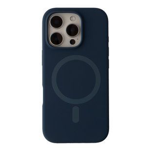 Силіконовий чохол з MagSafe для iPhone 16 Pro Slim Ring Soft темно синій id_20759 фото