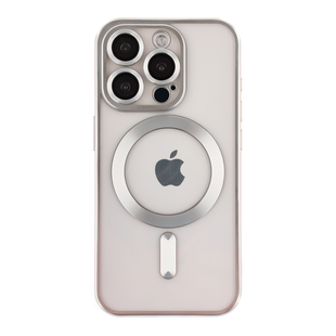 Чохол для iPhone 15 Pro Max з MagSafe Metallic (TPU+PC) срібний 2231467227 фото