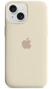 Силіконовий чохол для iPhone 15 з закритим низом Silicone Case Бежевий Antique White 11 (бампер) id_19847 фото