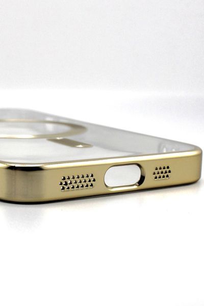 Чехол для iPhone 15 Pro с MagSafe Metallic (TPU+PC) золотой 2231467228 фото