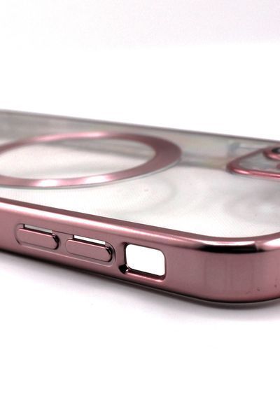 Чохол для iPhone 14 з MagSafe Metallic (TPU+PC) рожевий id_17460 фото