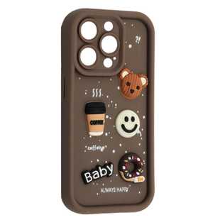 Силіконовий чохол для iPhone 13 Pro Max коричневий Donut 3D Coffee-n-Sweets (бампер) id_18121 фото