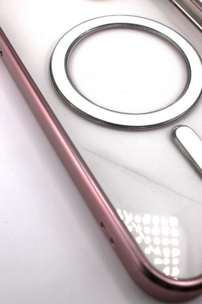 Чехол для iPhone 15 Pro з MagSafe Metallic (TPU+PC) розовый id_17462 фото