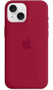 Силіконовий чохол для iPhone 15 з закритим низом Silicone Case малиновий Rose Red 37 (бампер) id_17876 фото