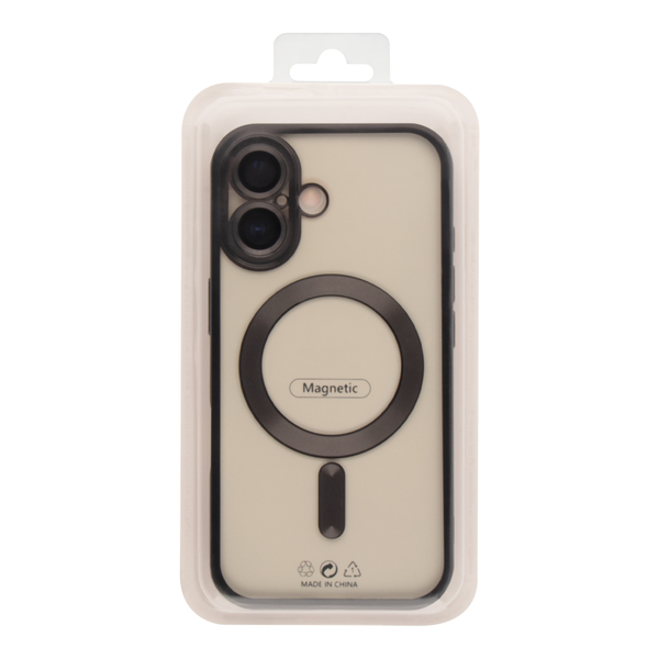 Чехол для iPhone 16 з MagSafe Metallic (TPU+PC) черный id_17366 фото