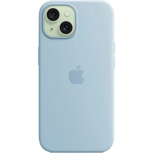 Силіконовий чохол для iPhone 15 з закритим низом Silicone Case блакитний Sky Blue 58 (бампер) id_17879 фото