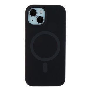 Силіконовий чохол з MagSafe для iPhone 15 Slim Ring Soft чорний id_20789 фото