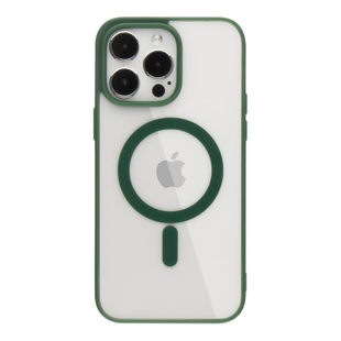 Прозорий чохол для iPhone 14 Pro з MagSafe Color темно зелений (TPU+PC) id_17381 фото